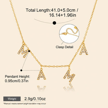Seraphina Treasures gold finish necklace with crystal-encrusted "MAMA" letters, 41cm+5cm length.