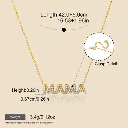 Seraphina Treasures gold finish necklace with crystal-encrusted 'MAMA' pendant. Adjustable chain.